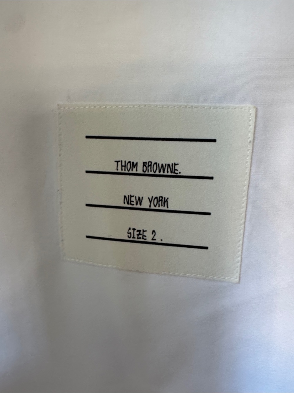 Thom Browne White Long-Sleeve Cotton Dress Shirt with Red Inner Placket Accent - Picture 3 of 6